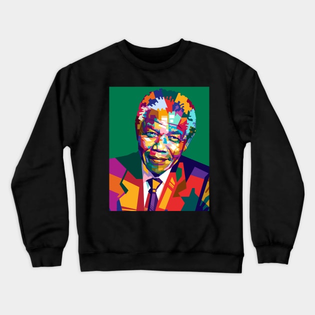 Nelson Mandela Pop art Portrait Illustration Crewneck Sweatshirt by RJWLTG